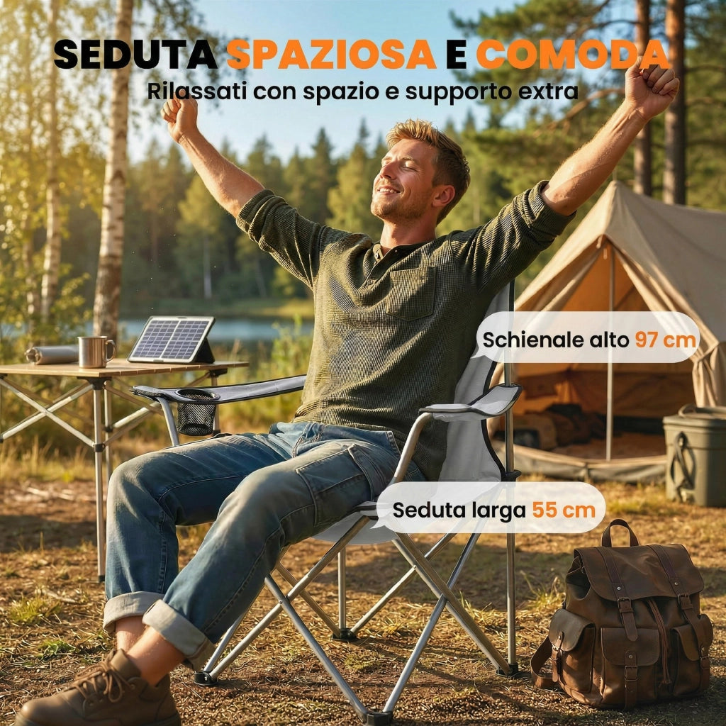 Sedia da Pranzo con Schienale Alto ¨C Zephmum ¨C Grigio, Metallo, Tessuto