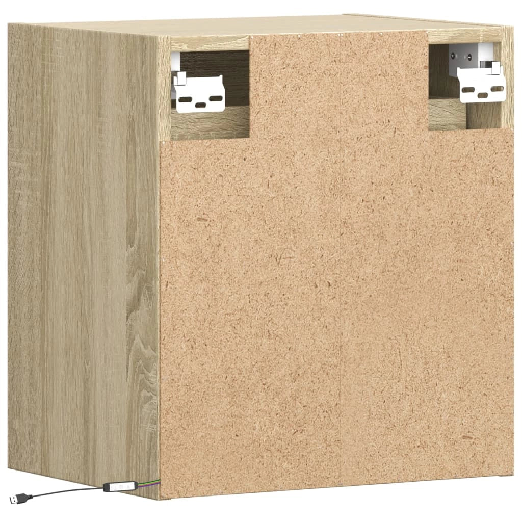 Mobile TV multimediale da parete mensola TV mobile TV sala da pranzo soggiorno camera da letto luci LED 2 pezzi rovere Sonoma 41 x 31 x 45 cm marrone 02_0029176