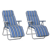 Ensemble de chaises longues : 2 chaises longues avec coussin pliable et ajustable en acier polyester bleu 60x75x65-102cm pour patio de jardin