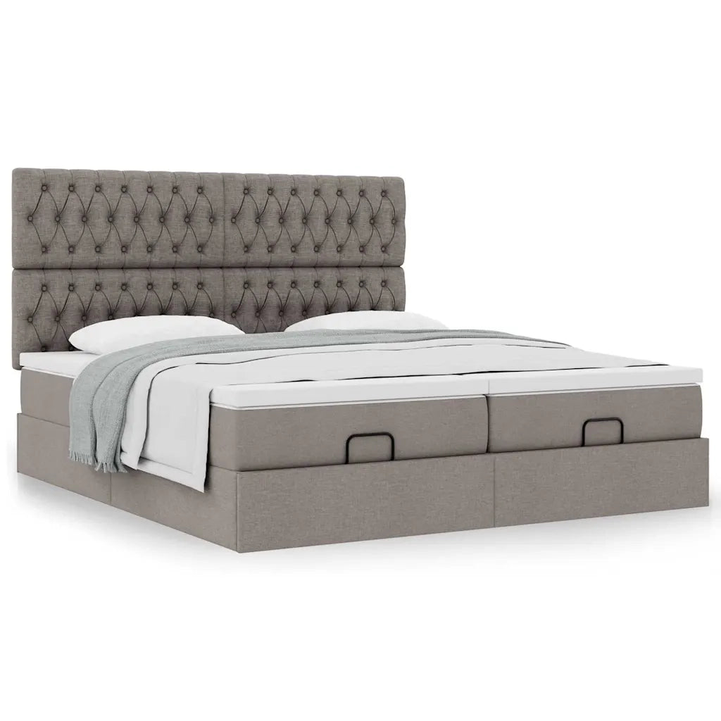 Struttura Letto Pouf con Materassi Tortora 160x200cm in Tessuto 3313710