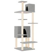 Tiragraffi per gatti torre per arrampicata giocattolo piattaforma per arrampicata con tiragraffi in sisal leggero 154 cm grigio 02_0022579