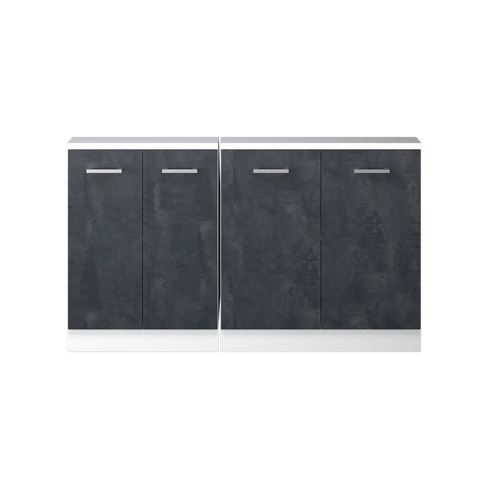Mobile cucina sottotetto R-Line Calce nera/Bianco 140 cm Set di 2 Vicco