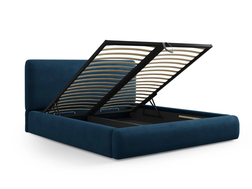 Cosmopolitan Design - Letto a cassettone con testiera "Colonel" 180x200cm in ciniglia blu reale 