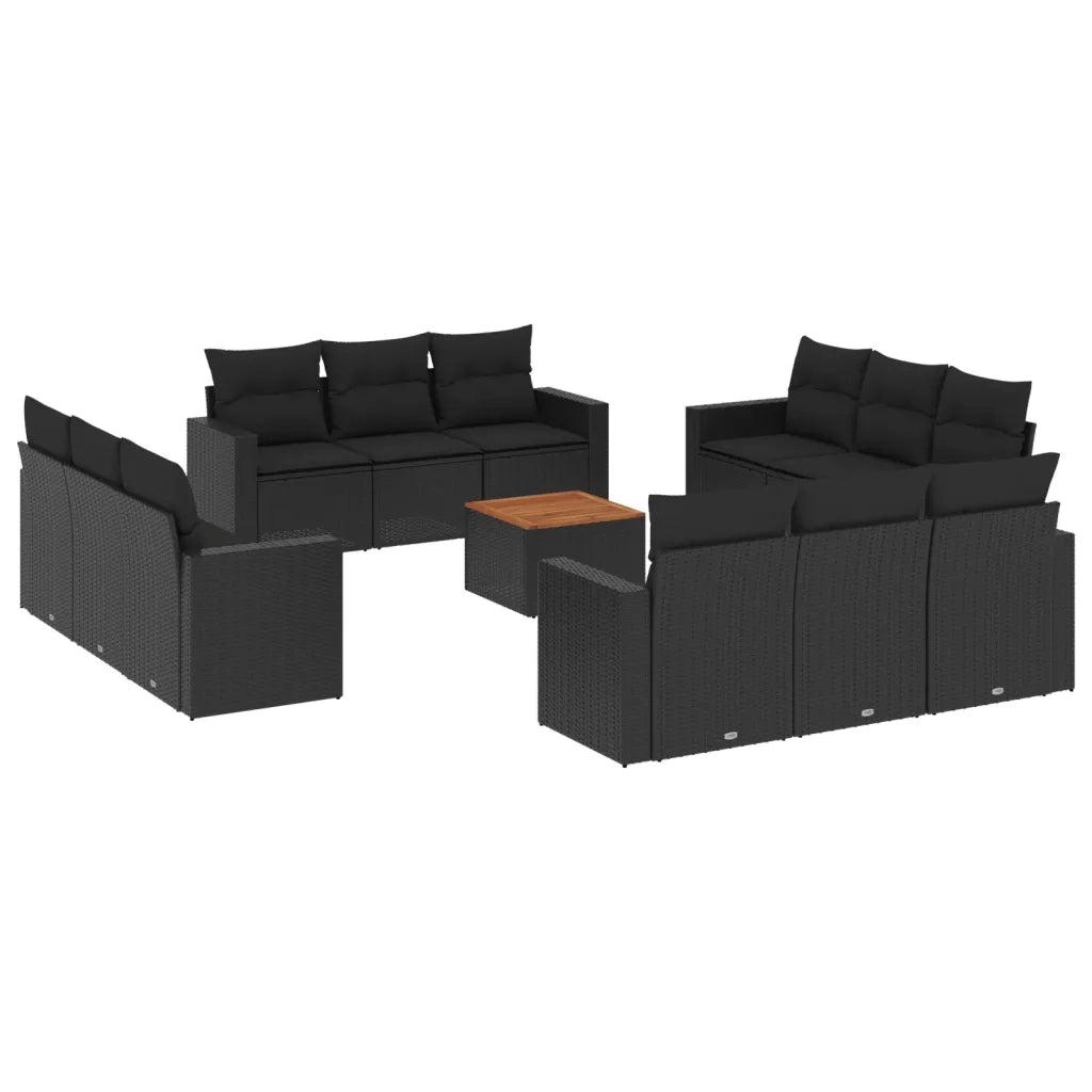 Set Divani da Giardino 13pz con Cuscini Nero in Polyrattan 3256384