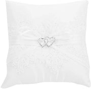 Cuscino di Ivoia Satinato - Ring Cuscino - Matrimonio - Cuscino di Fiori - Lavorazione a Maglia - Decorazione a Perle