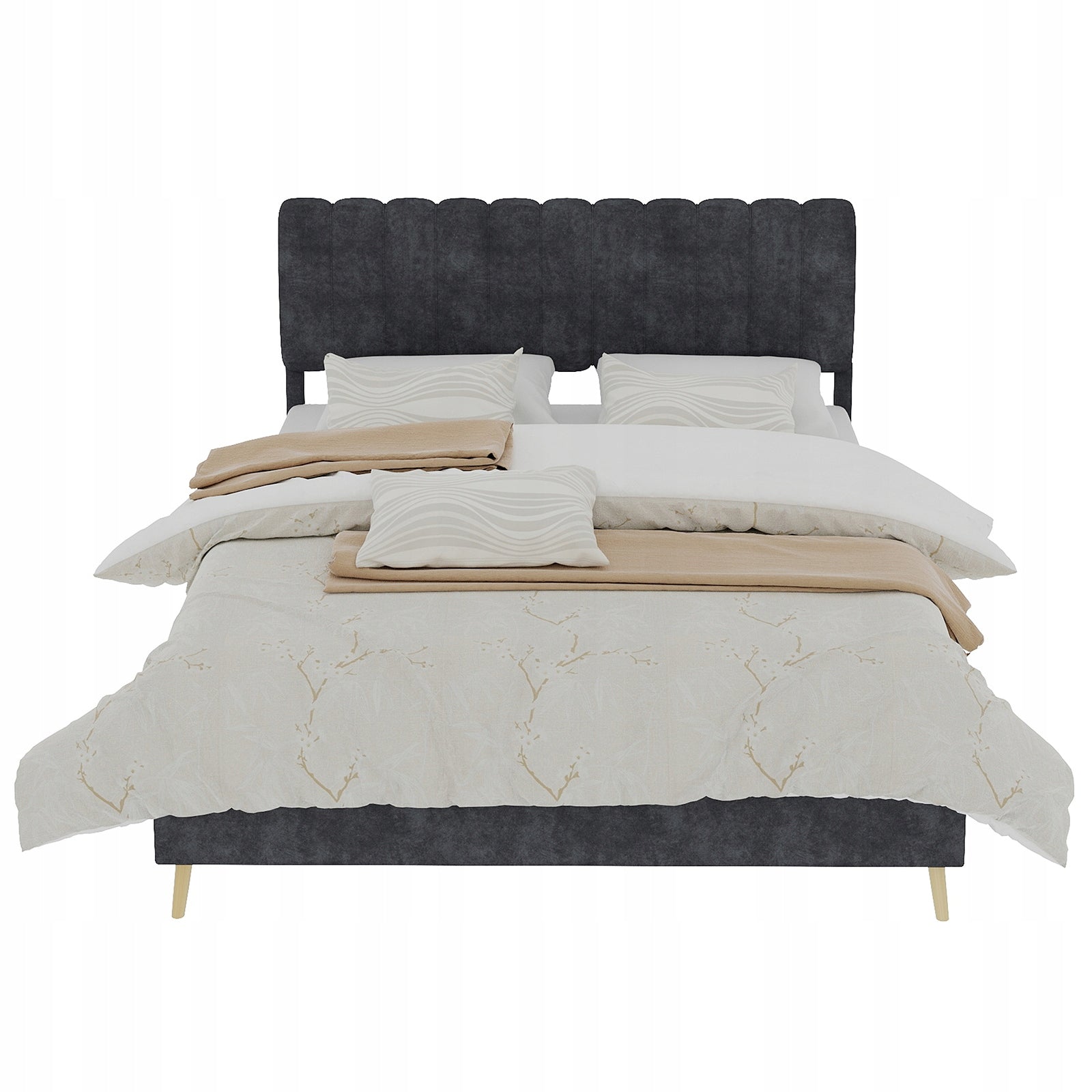 Letto imbottito 140x200 grigio con struttura sollevabile - Xylo