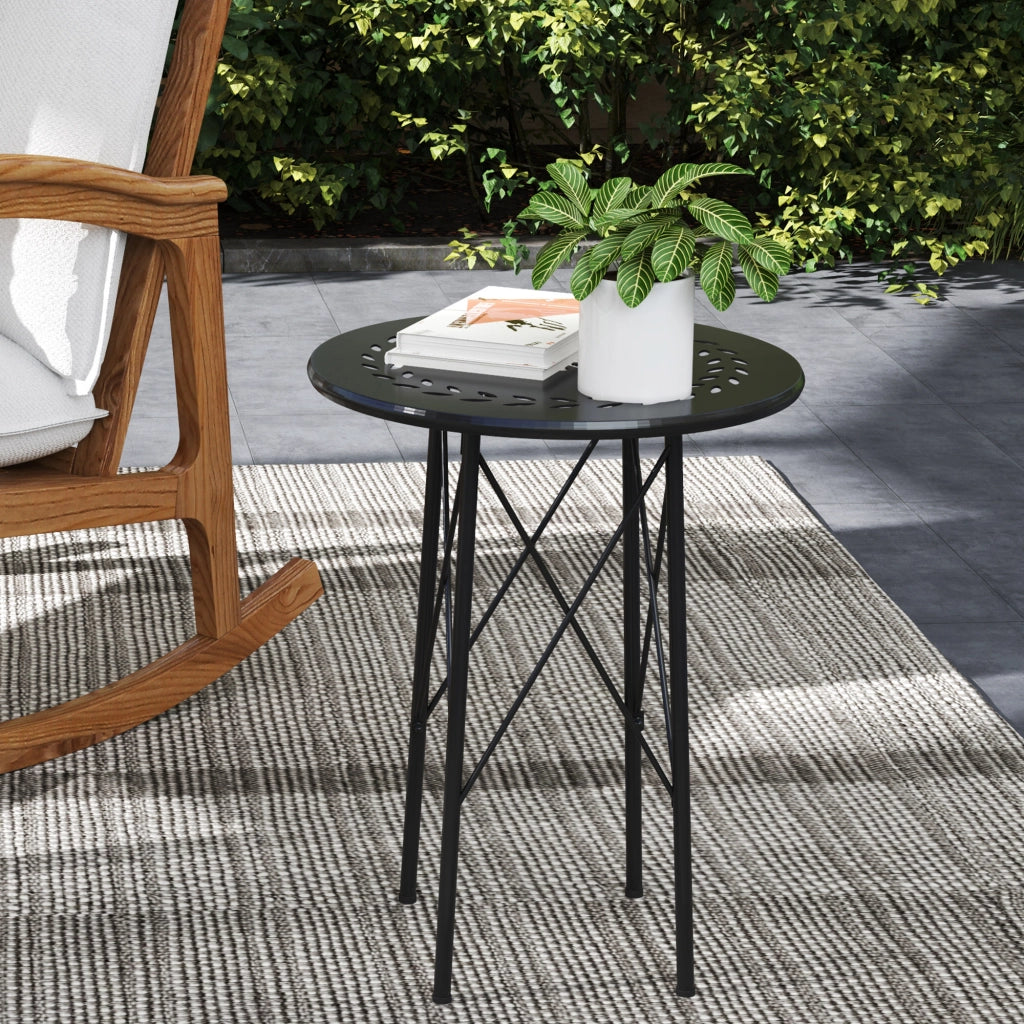 Tavolino da Giardino in Polyrattan ¨C Zephmum ¨C Nero ?40x50 cm