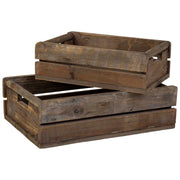 Set 2 cassette legno marrone 49x33x15-39,5x26x13h cm