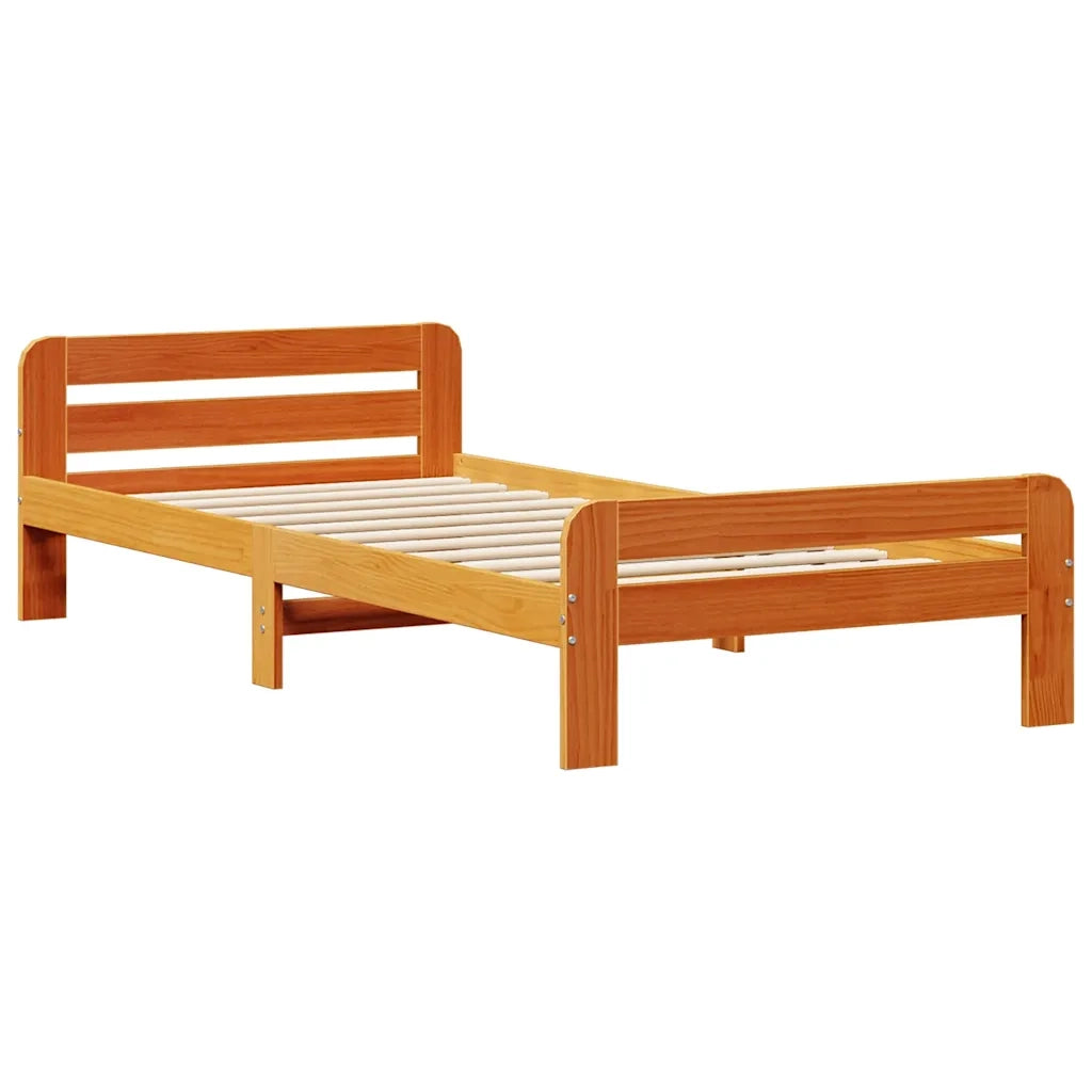 Letto Libreria senza Materasso Marrone Cera 75x190 cm in Pino 3308908
