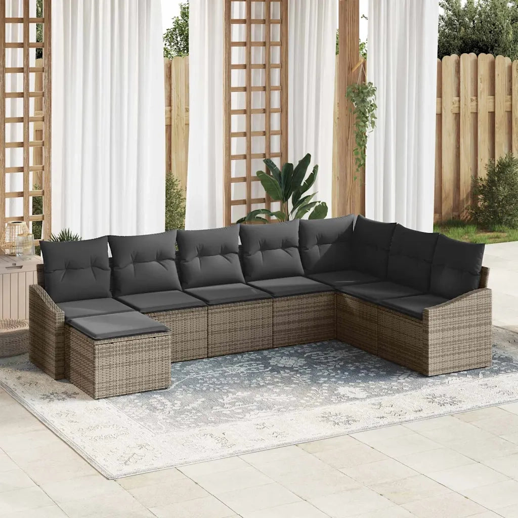 Set di divani con cuscino 8 pcs Grigio polyrattan 3346839