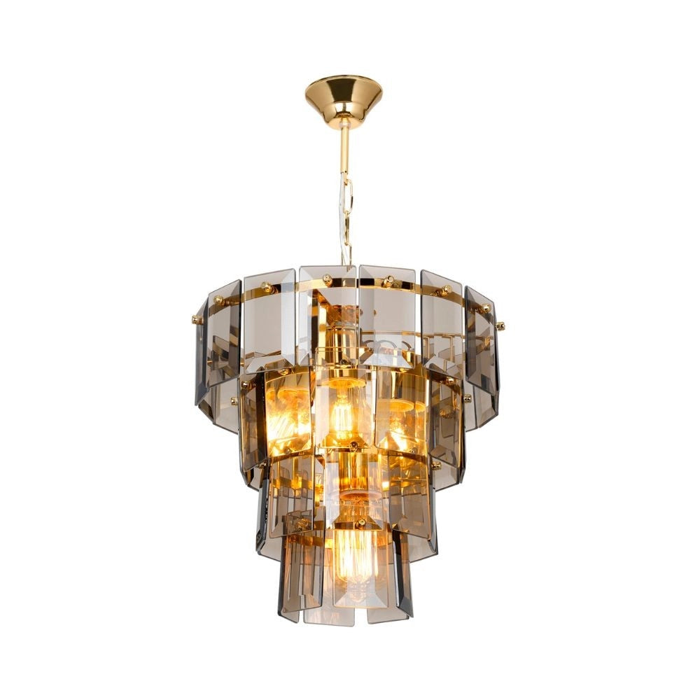 Lampada da soffitto a 4 luci Falez MDL3829 vetro fumè e oro EFFEZ