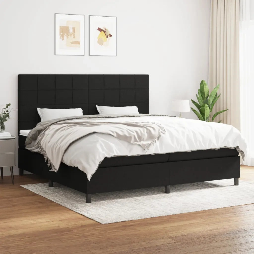 Giroletto a Molle con Materasso Nero 200x200 cm in Tessuto 3141803