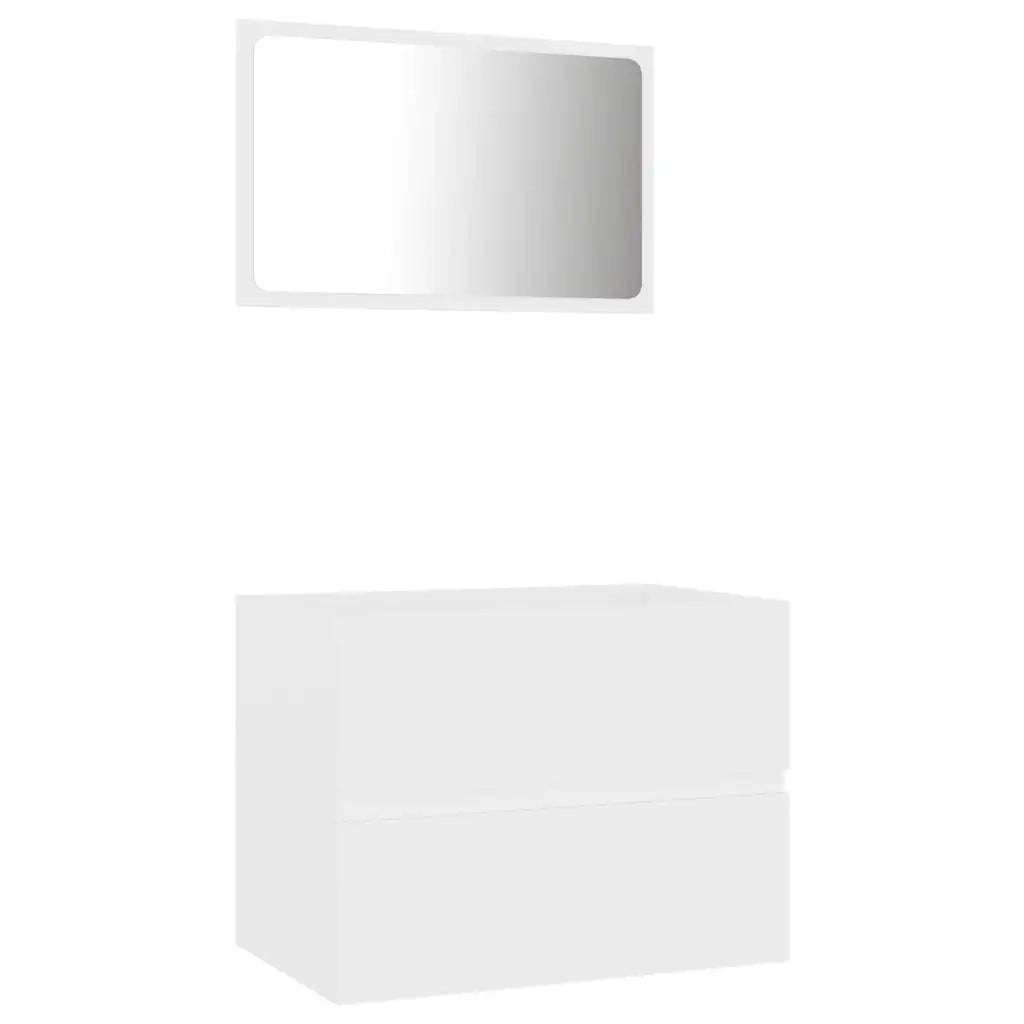 Set Mobili da Bagno | Armadio da bagno 2 pz Bianco in Legno Multistrato