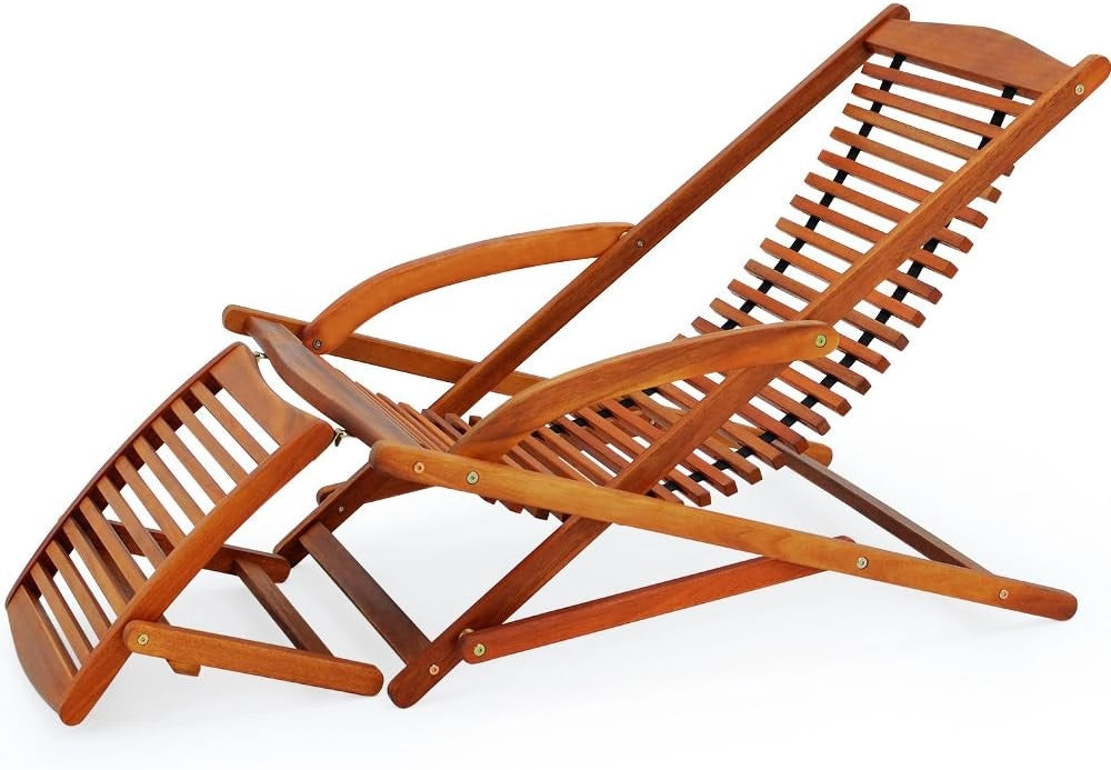 ® 2x Lettino Prendisole Ergonomico 120kg Legno Acacia Sdraio Pieghevole incl. Poggiapiedi e Cuscino Lettini Sauna