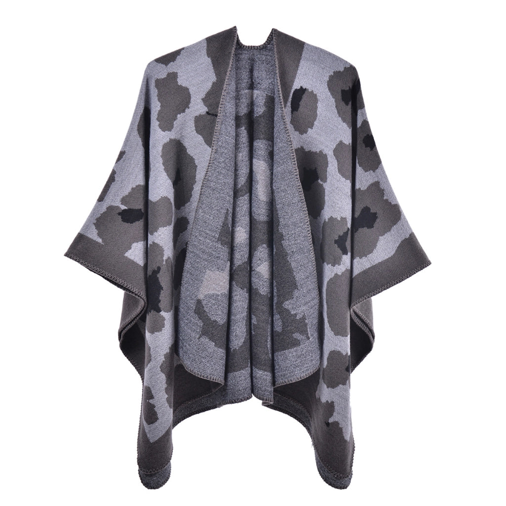 Sciarpa da donna di nuovo stile con stampa leopardata, mantella in cashmere con spacco