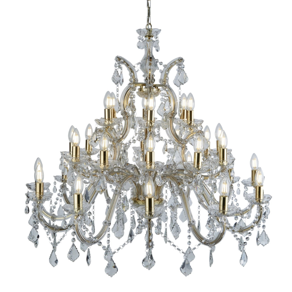 Lampadario Classico Marie Therese Acciaio Adjustable Acrilico Trasparente 30 Luci E14