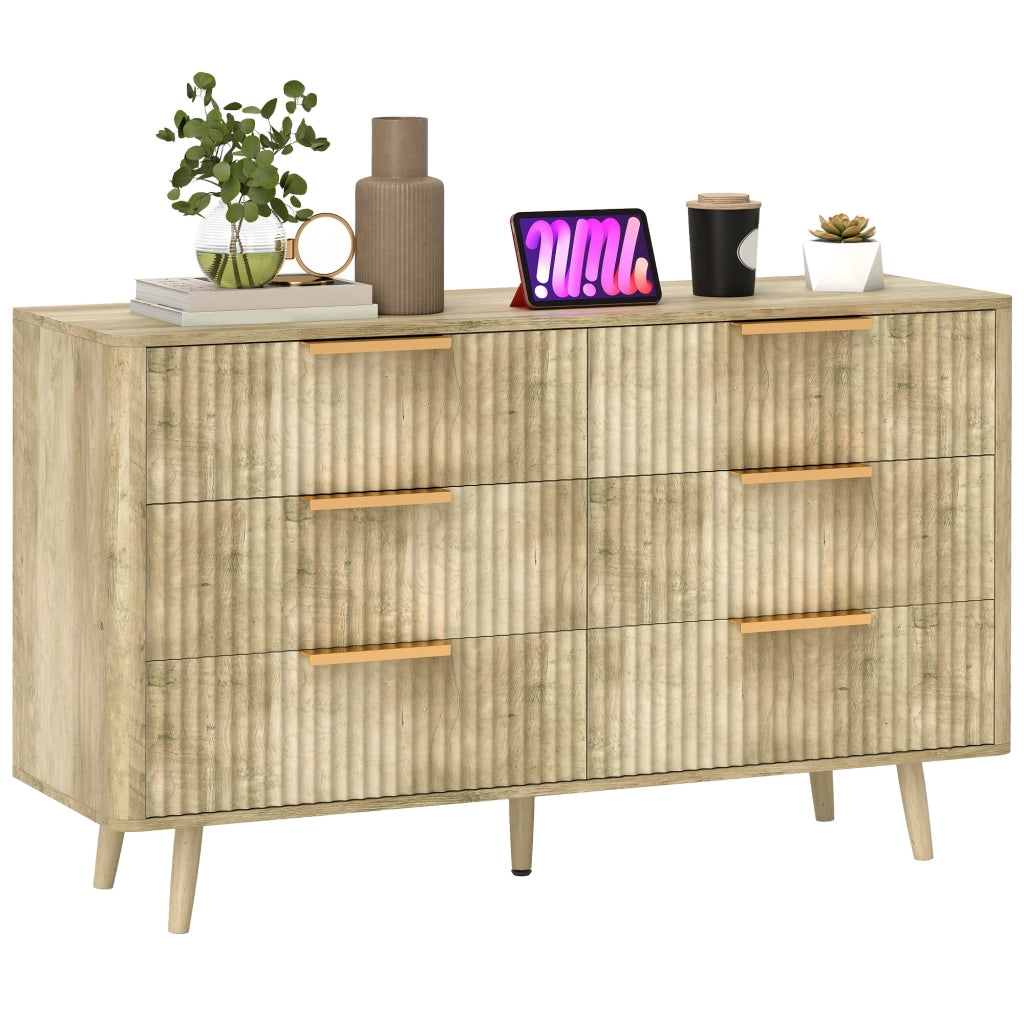 Cassettiera 6 Cassetti Stile Strie Salone Corridoio ¨C Zephmum ¨C 62x35x105 cm Rovere