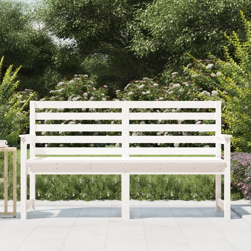 Panchina da Giardino | Panca da Giardino Bianca 159,5x48x91,5cm Legno Massello di Pino