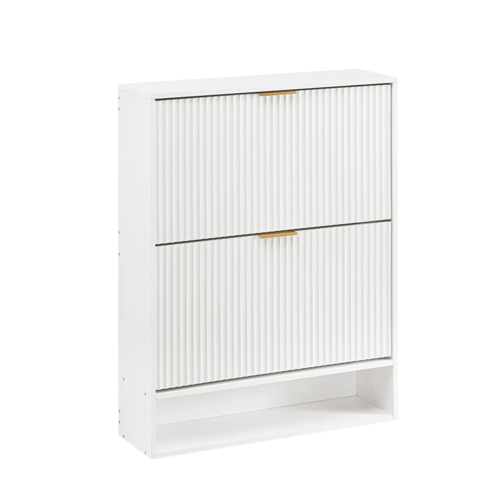 Scarpiera salvaspazio 80 x 24 x 102 cm in bianco con ripiani regolabili e sistema antiribaltamento