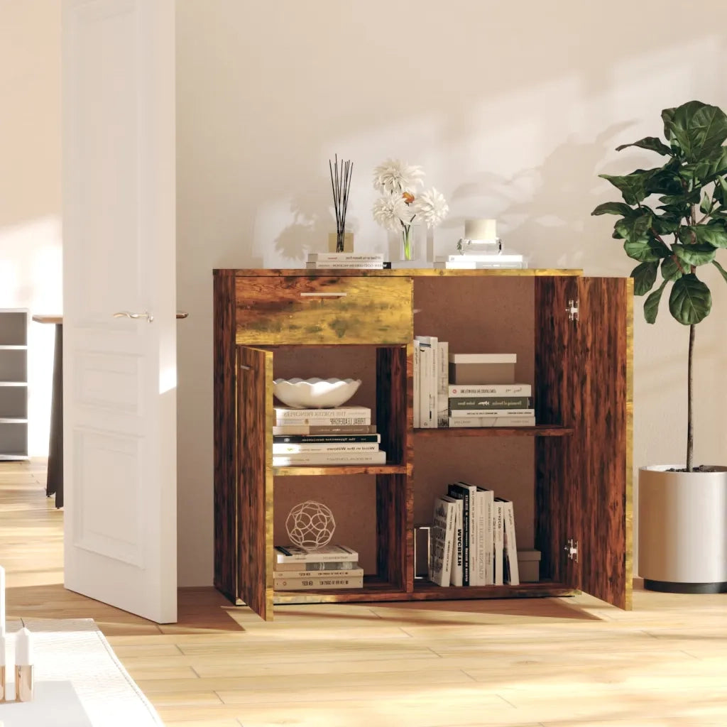 Credenza Rovere Fumo 80x36x75 cm in Legno Multistrato 815489