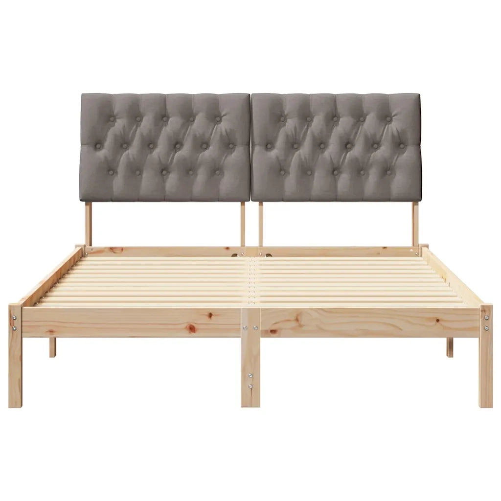 Letto con Testiera Rivestita con testiera Marrone 135 x 190 cm