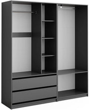 Armadio Elmo, Antracite, 180 x 200 cm Set di 2, per una conservazione flessibile di diversi capi di abbigliamento