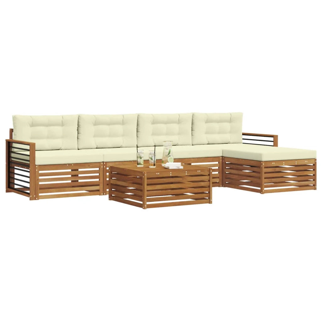 Set di divani da esterno con cuscino 6 pcs Naturale e Crema