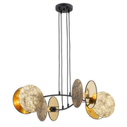 Lampada A Sospensione 4 Luci Moderna Nut In Acciaio Effetto Marmo Bianco