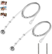 Cavo di supporto per foto 2 pezzi - Cavo in acciaio inossidabile - Cordino per foto con magneti - Sistema di sostegno per foto - Lunghezza regolabile - Acciaio inossidabile 2 m x 1,5 mm - Cavo per foto