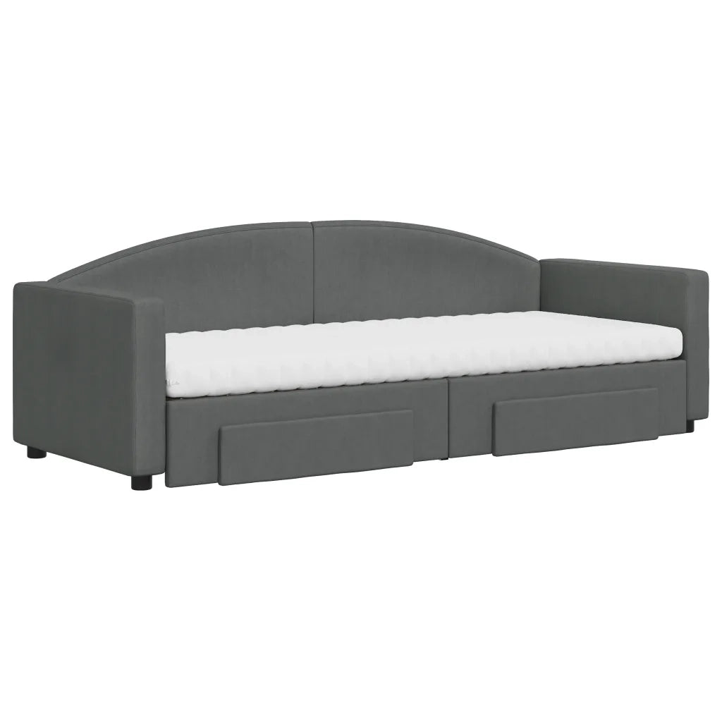 Divano Letto Estraibile Cassetti Grigio Scuro 80x200cm Tessuto 3197238