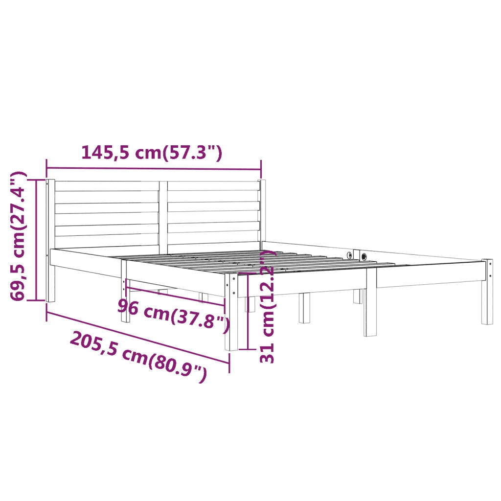Giroletto-Struttura Letto in Legno Massello di Pino 140x200 cm Bianco