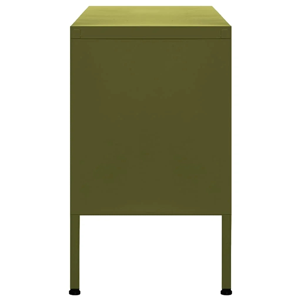 Mobile TV multimediale scaffale TV mobile TV sala da pranzo soggiorno camera da letto verde oliva 105 x 35 x 50 cm acciaio verde 02_0028255