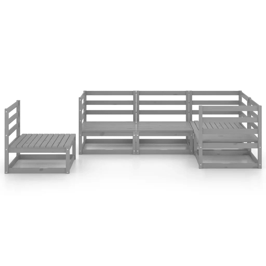 Set Divani da Giardino 5 pz | Set Salotto da Giardino Grigio in Legno Massello di Pino