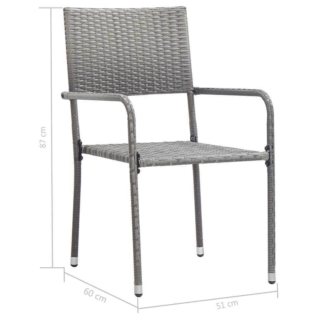 Set da Pranzo per Giardino 3 pz in Polyrattan Antracite Grigio 3059441