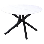 Tavolo Rotondo Astor ø120x75cm Top Ceramica Amica Bianco Marmorizzato