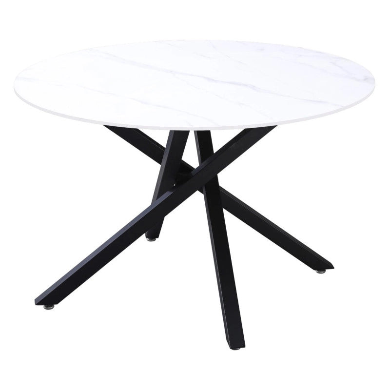 Tavolo Rotondo Astor ø120x75cm Top Ceramica Amica Bianco Marmorizzato
