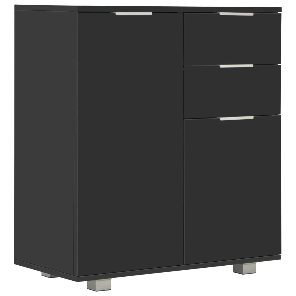 Credenza con Finitura Lucida Nera 71x35x80 cm in Truciolato
