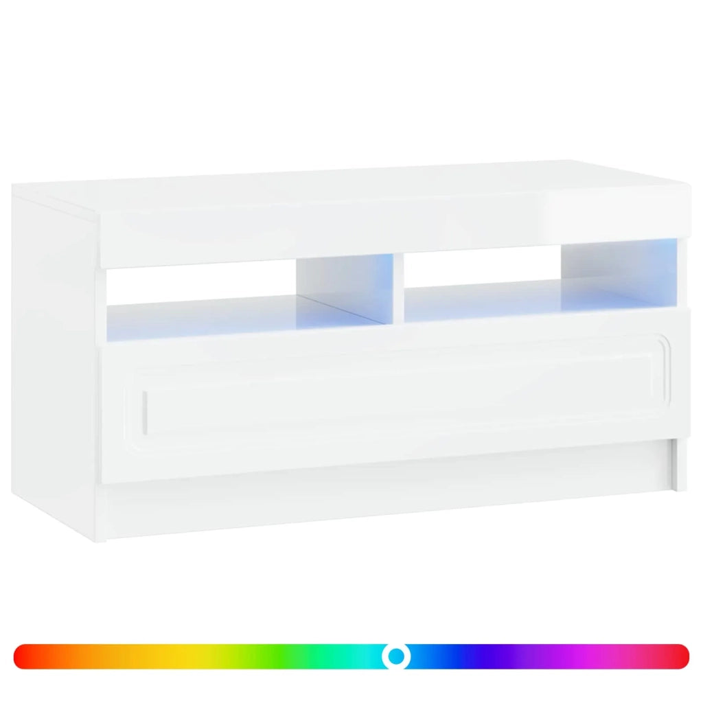 Mobile TV LED Bianco Lucido Legno ingegnerizzato 897879