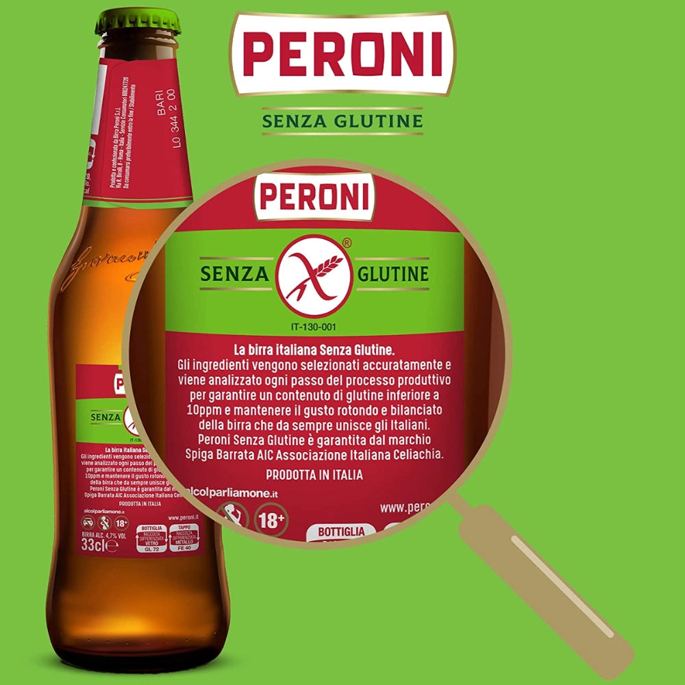 Peroni birra senza glutine confezione bottiglie 12x33 cl