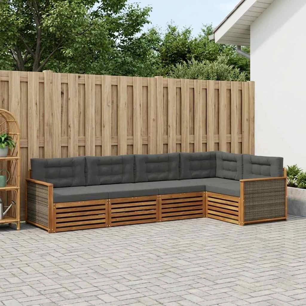 Set di divani da esterno 5 pz Naturale e Antracite 3383350