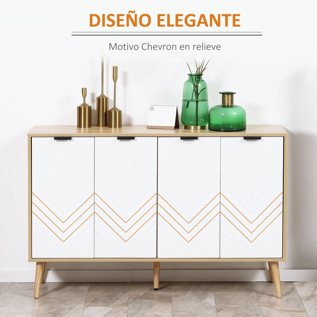 Credenza con Antivuelco ¨C Zephmum ¨C Bianco e Naturale 120x35x77,4 cm