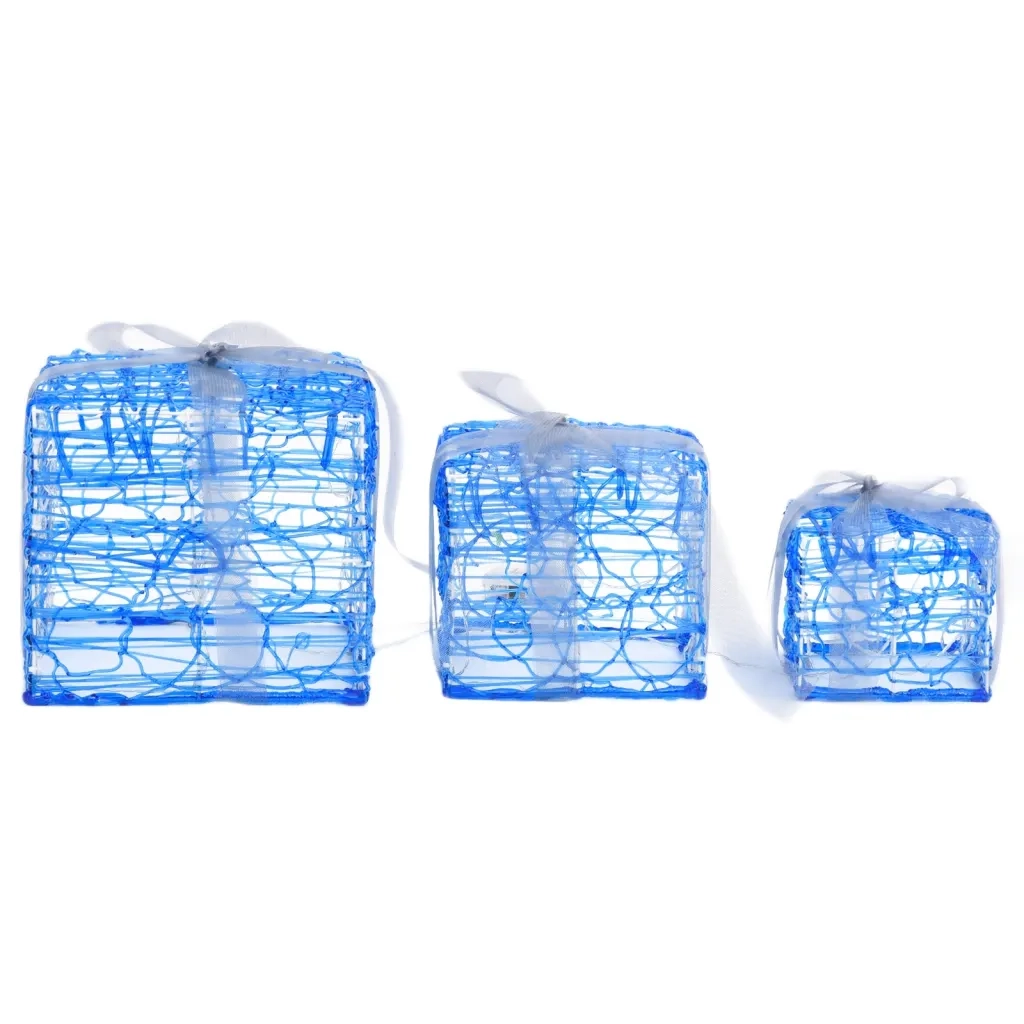 Scatole Regalo Decorative Natale in Acrilico 3 pz Bianco Freddo 328791