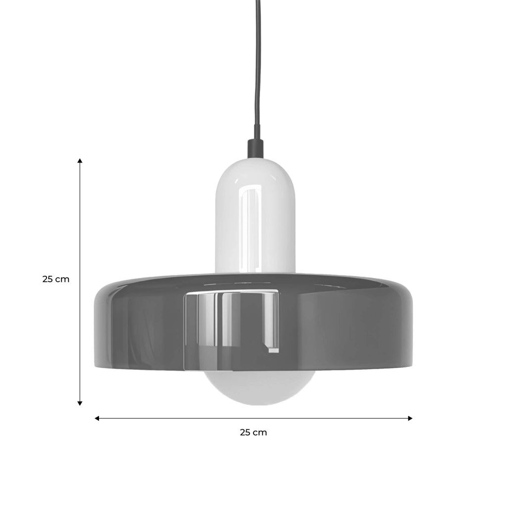 Lampada a sospensione da interno in vetro e metallo, ø25cm, bordeaux