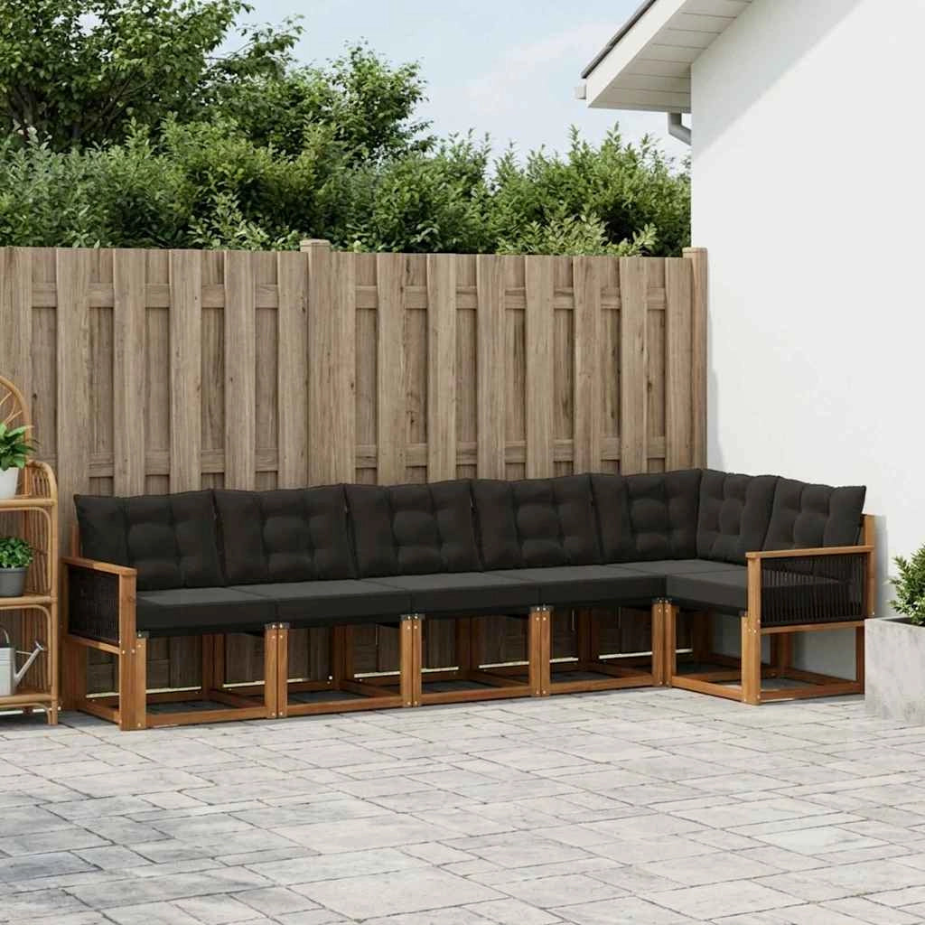 Set di divani da esterno 6 pz Naturale e Nero 3381984