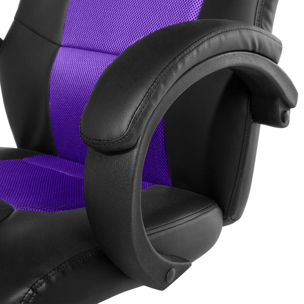 Sedia da ufficio Girevole e regolabile in ecopelle di colore nero e viola