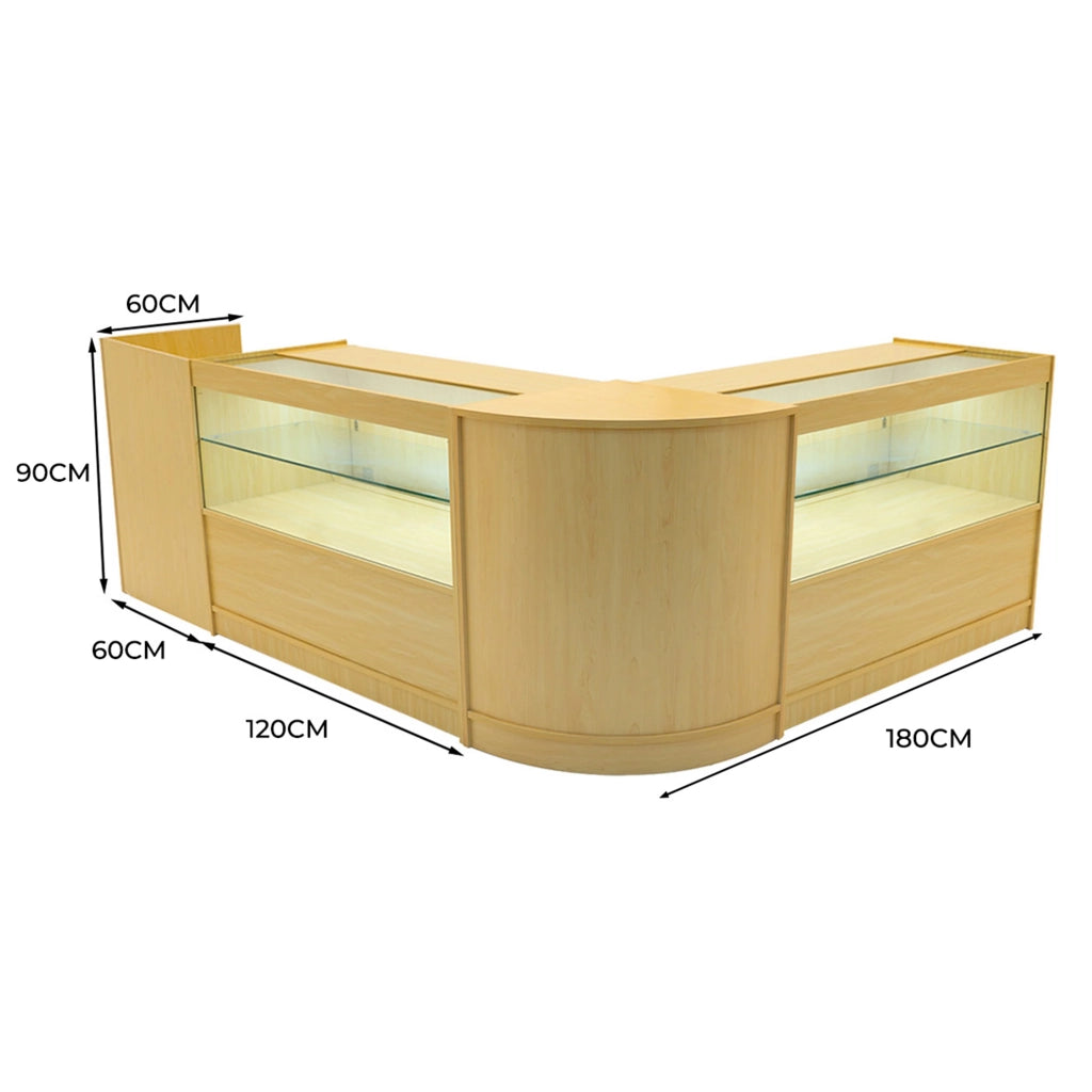 Set Banconi Negozi Acero Phoenix LED C1200 CM60 TB60 con Serrature e Vetrina