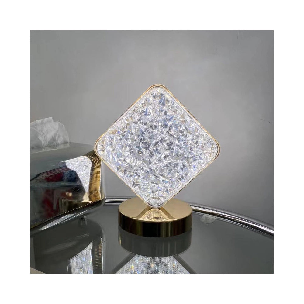 Trade Shop - Lampada Da Tavolo A Forma Di Diamante Ricaricabile Touch 3 Intensità Di Luce -