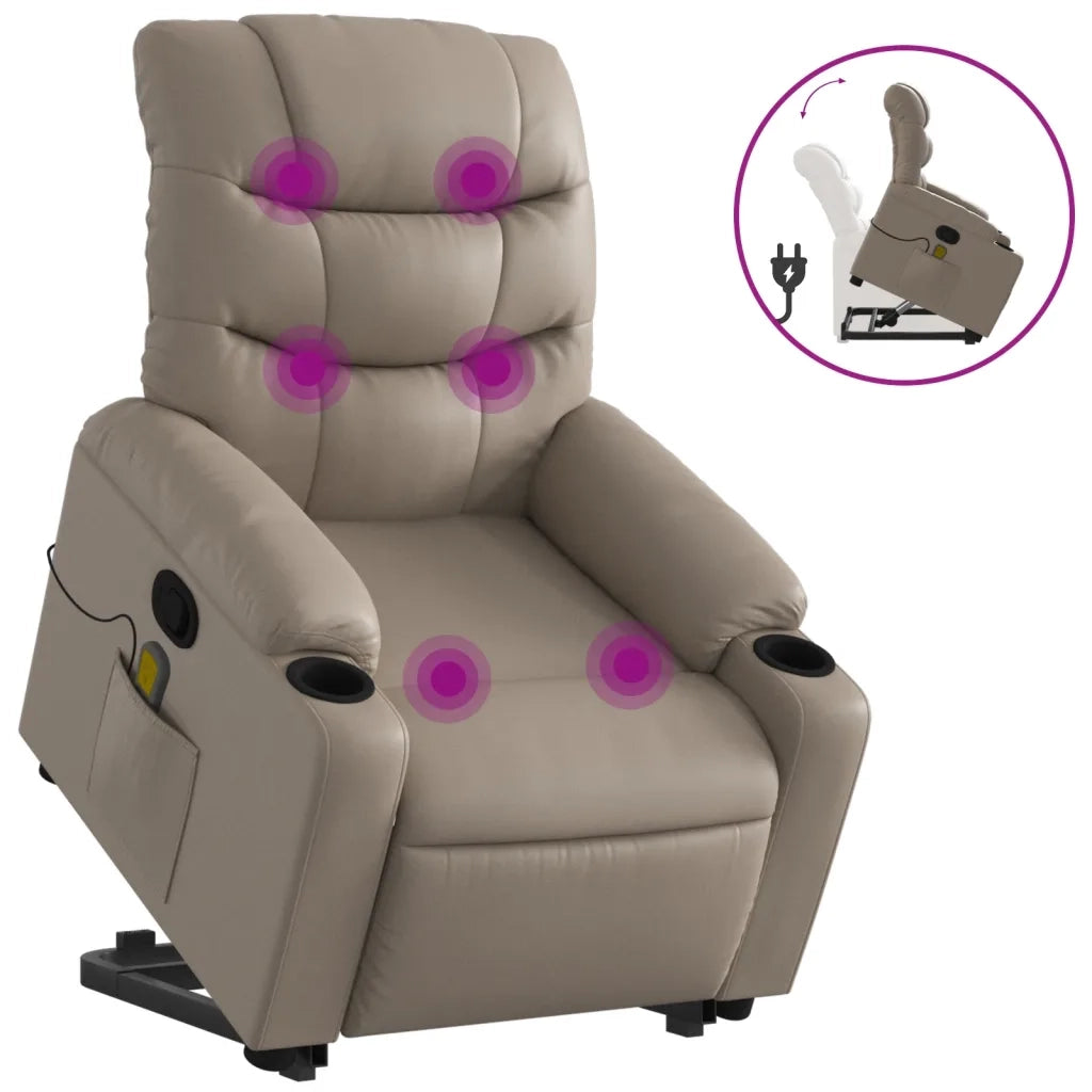 Poltrona Alzapersone Massaggi Reclinabile Cappuccino Similpellecod mxl 84922