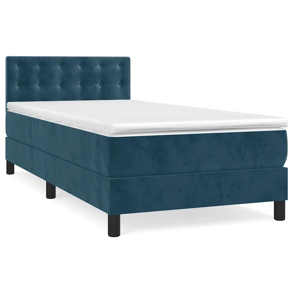 Giroletto a Molle con Materasso-Struttura Letto Blu Scuro 90x190 cm in Velluto 891083