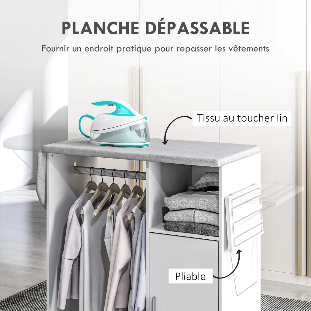 Armadio da stiro con ruote ¨C Zephmum ¨C Bianco 127x42.5x99 cm